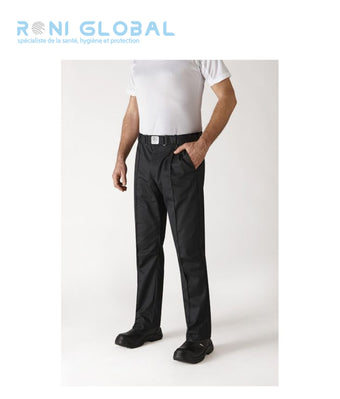 Pantalon de cuisine unisexe en polyester/coton avec ceinture élastique 3 poches - SARENAL ROBUR