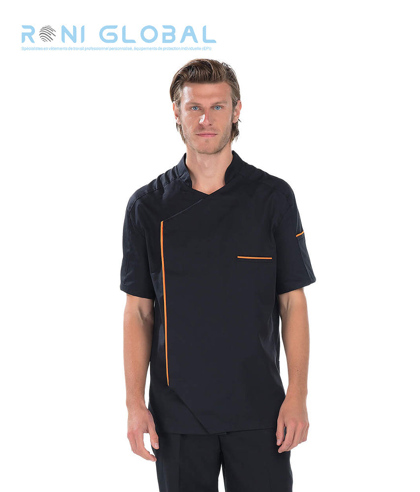 Veste de cuisine homme manches courtes en coton/polyester 3 poches - PAOLO REMI CONFECTION