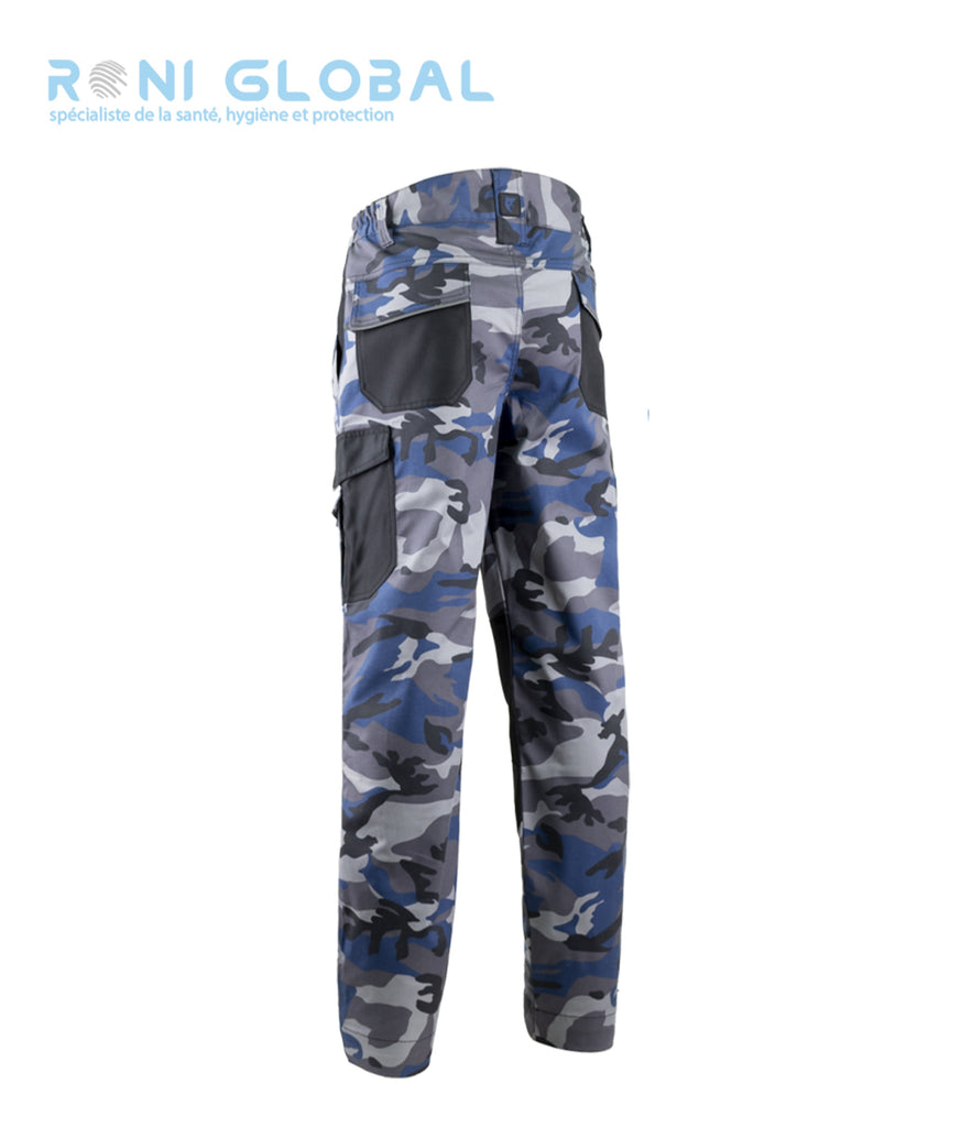 Pantalon de travail avec protection genoux type militaire couple slim en coton/polyester/élasthanne 6 poches - KAMMO COVERGUARD