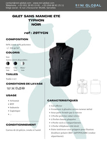 Gilet de travail gris en coton/polyester 5 poches - TYPHON MIKE PBV