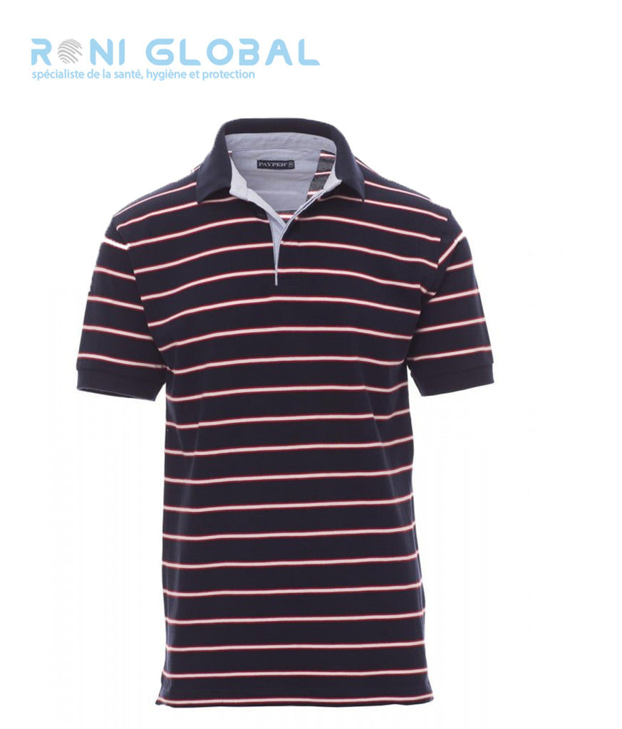 Polo de travail homme manches courtes, à rayures, coupe droite en coton - SHEFFIELD PAYPER