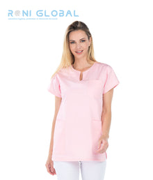 Tunique de travail femme manches courtes en coton/polyester 3 poches - DOMINIQUE REMI CONFECTION
