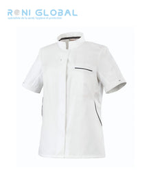 Veste de cuisine femme manches courtes en polyester/tencel/seaqual, coupe slim et 1 poche- ESCALE MC ROBUR