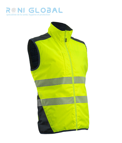 Gilet de sécurité haute visibilité, imperméable et réversible en polyester enduit polyuréthane 5 poches CLASS 2 - YORU COVERGUARD