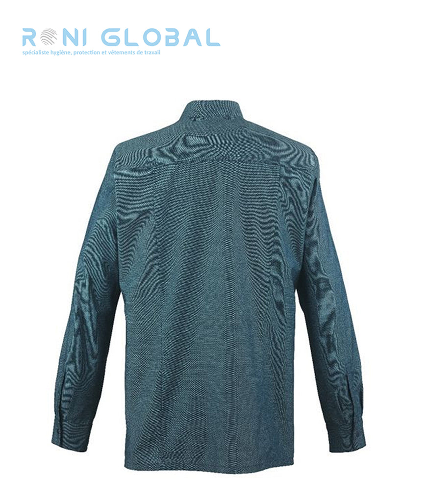 Veste de cuisine homme chambray manches longues, coupe slim en coton - BOVI ROBUR