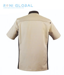 Veste de cuisine homme manches courtes, coupe slim, en polyester/coton et bande en maille - ABAX MC ROBUR