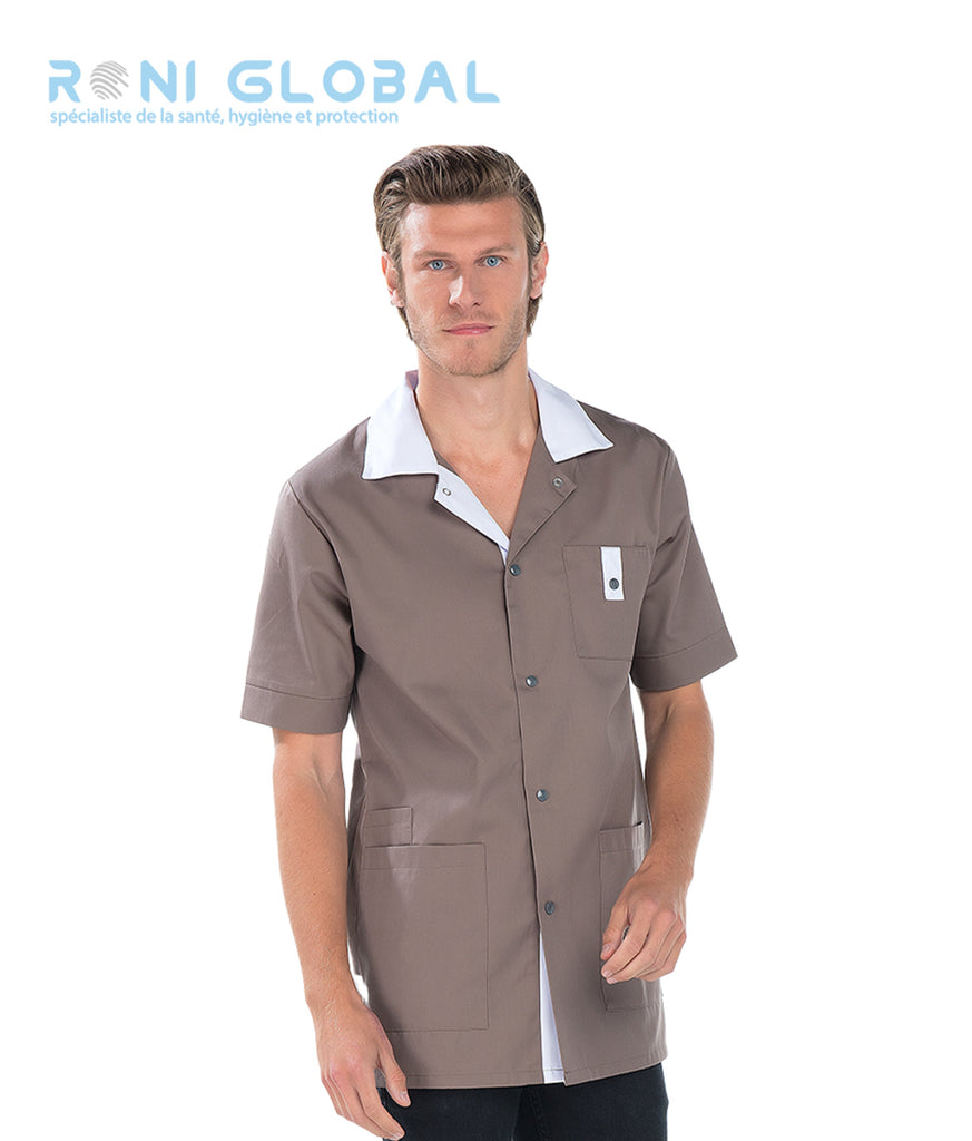 Tunique de travail unisexe manches courtes en coton/polyester 4 poches - MARIUS REMI CONFECTION