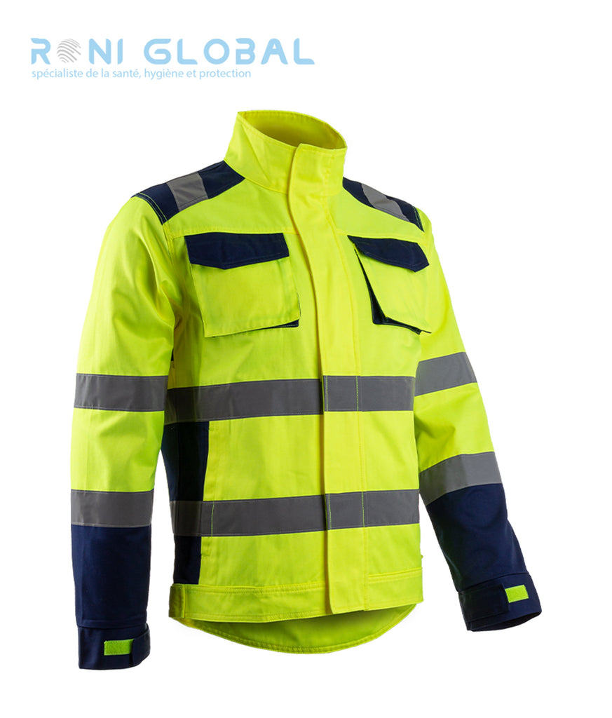Veste de sécurité haute visibilité antisalissure en coton/polyester 4 poches CLASS 3 - HIBANA COVERGUARD