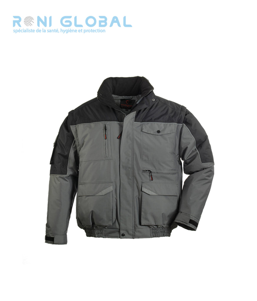 Blouson de travail 2en1 coupe-vent, anti-pluie et anti-froid en polyester pongé enduit PVC 6 poches - RIPSTOP 2 EN 1 COVERGUARD