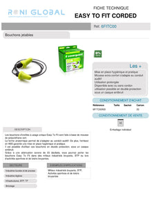 EASY TO FIT CORDED Bouchons jetables (50 pièces)