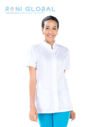 Tunique de travail femme manches courtes en tencel/polyester 3 poches - SARAH REMI CONFECTION