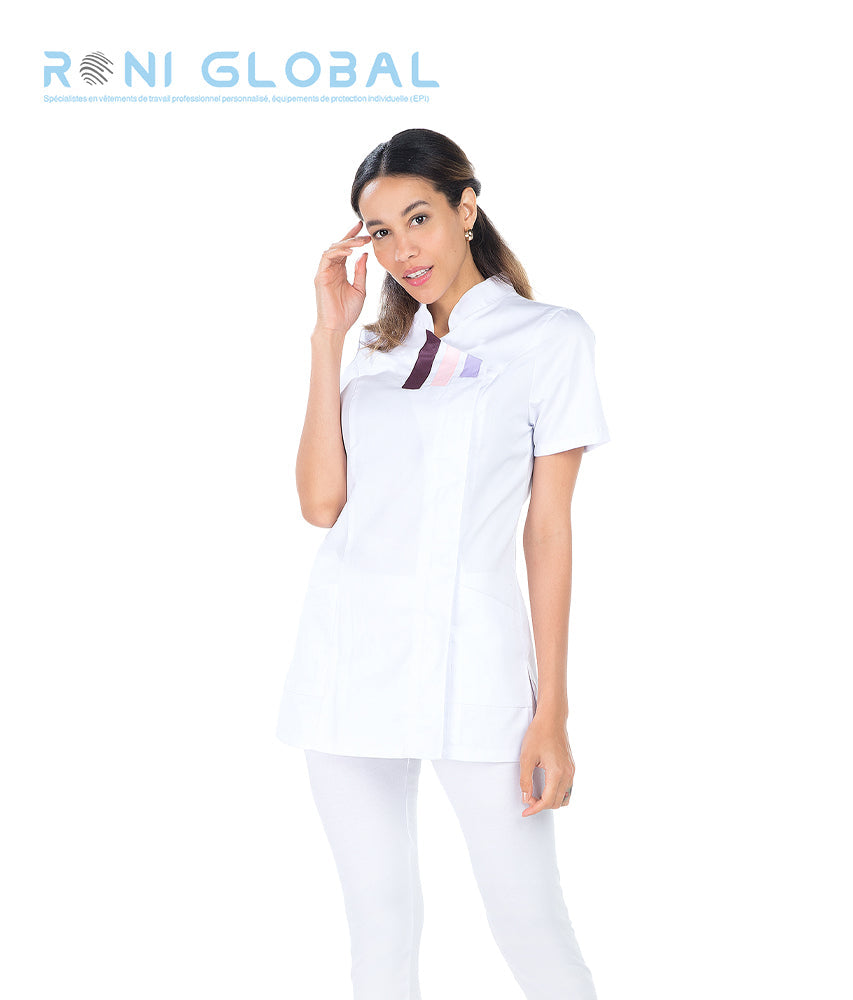 Tunique de travail femme manches courtes en coton/polyester 2 poches - INES REMI CONFECTION