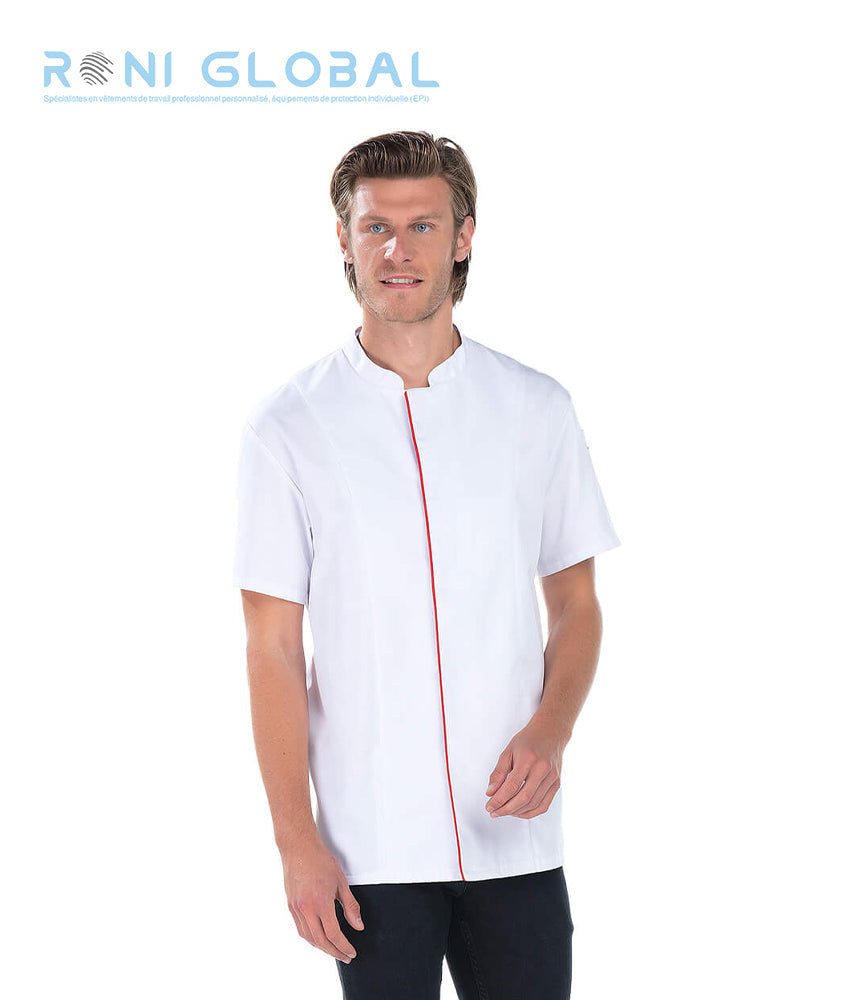 Veste de cuisine homme manches courtes en coton/polyester 2 poches - MARCO REMI CONFECTION