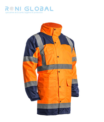 Parka de sécurité haute visibilité anti-pluie en polyester enduit polyuréthane 5 poches CLASS 3 - HYDRA COVERGUARD