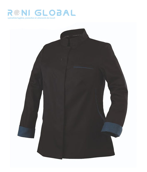 Veste de cuisine femme manches longues en polyester/tencel/seaqual, coupe slim et 1 poche - ESCALE ML ROBUR