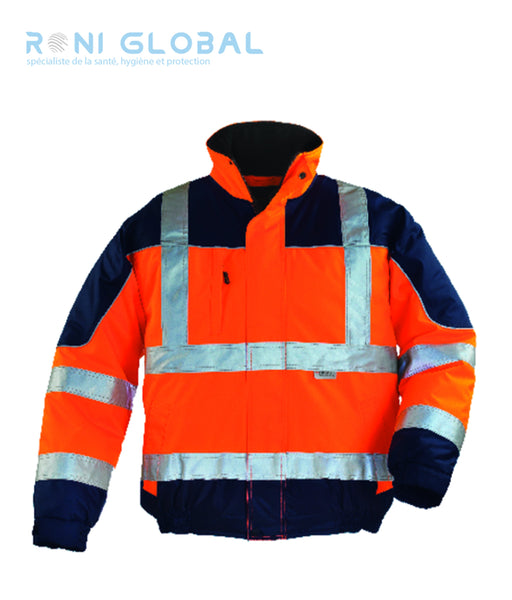 Blouson de travail haute visibilité, anti-pluie et anti-froid thermique en polyester enduit polyuréthane 4 poches CLASS 2 - AIRPORT COVERGUARD