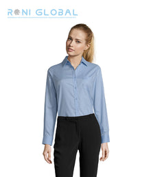 Chemise de travail femme manches longues, coupe cintrée en coton 1 poche - BUSINESS SOL'S