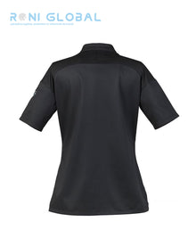 Veste de cuisine femme manches courtes en polyester/coton 37,5® et empiècement maille - CADIX ROBUR
