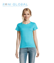 T-shirt de travail femme manches courtes, col rond, en jersey coton semi-peigné - IMPERIAL SOL'S