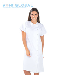 Blouse longue de travail femme manches courtes en polyester/coton 3 poches - CATHY REMI CONFECTION