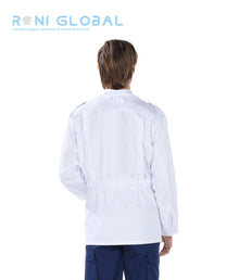 Veste de travail blanche unisexe manches longues transformables en coton et polyester 5 poches - SAHARIENNE REMI CONFECTION