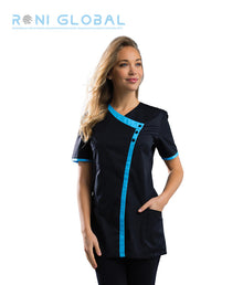 Tunique de travail femme manches courtes en coton et polyester 4 poches - ELODIE REMI CONFECTION