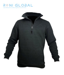 Sweat de travail noir manches longues, micro polaire en polyester 2 poches - SWEAT MARCO NOIR PBV