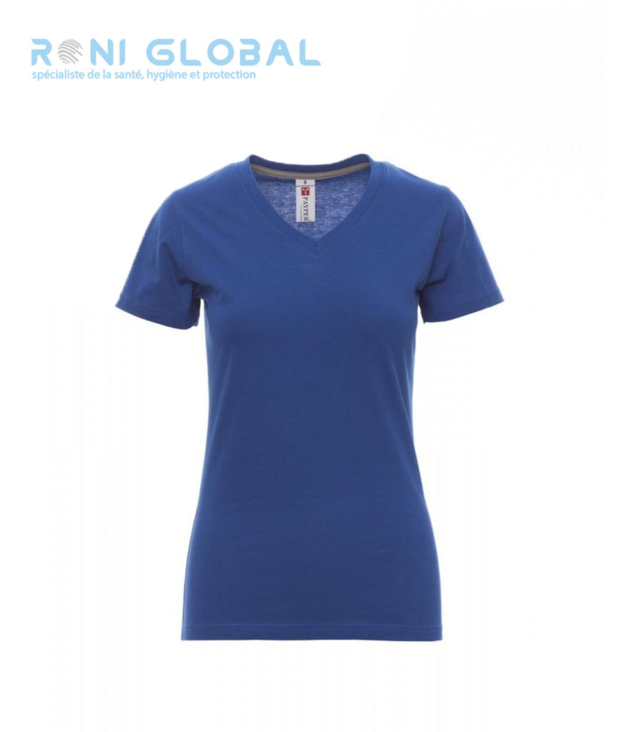T-shirt de travail femme manches courtes, encolure en V, coupe droite en coton - V-NECK LADY PAYPER