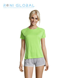 T-shirt de travail femme manches raglan, en mesh polyester effet respirant - SPORTY SOL'S