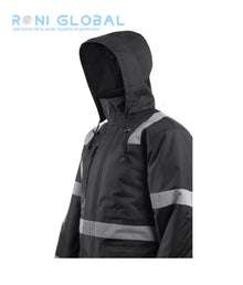 Parka de travail anti-froid et anti-pluie en polyester enduit polyuréthane 8 poches et haute visibilité TYPE B3 - SECURITE COVERGUARD