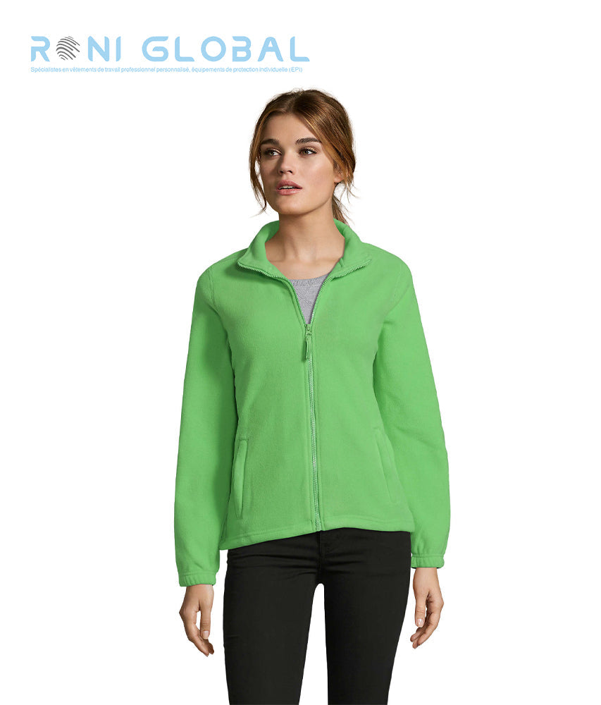 Veste de travail femme micro polaire, anti-bouloche, coupe ajustée, en polyester 2 poches - NORTH SOL'S
