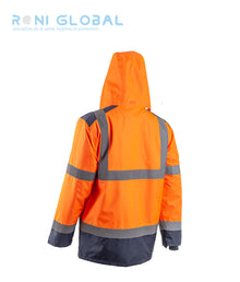 Parka de travail haute visibilité anti-pluie en polyester enduit polyuréthane 4 poches CLASS 3 - KAZAN COVERGUARD