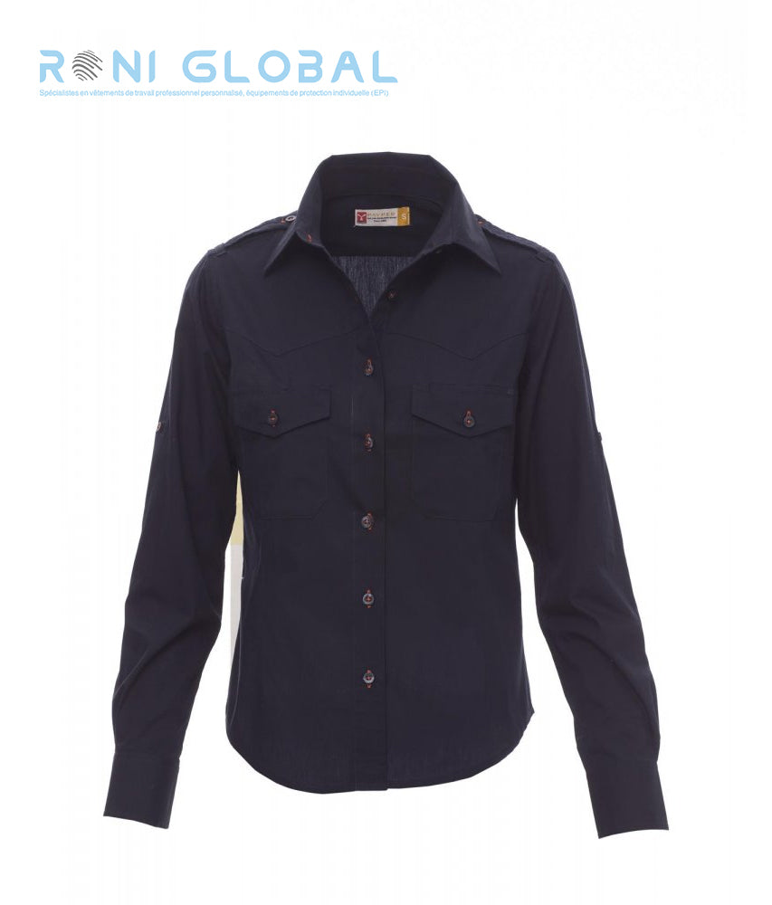 Chemise de travail femme manches longues, coupe droite en coton 2 poches - TROPHY PAYPER