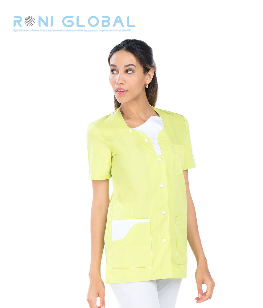 Tunique de travail femme manches courtes en coton et polyester 5 poches - MARGOT REMI CONFECTION