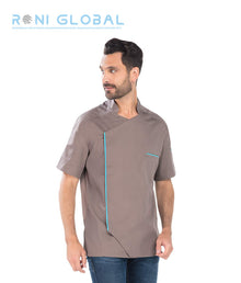 Veste de cuisine homme manches courtes en coton/polyester 3 poches - PAOLO REMI CONFECTION