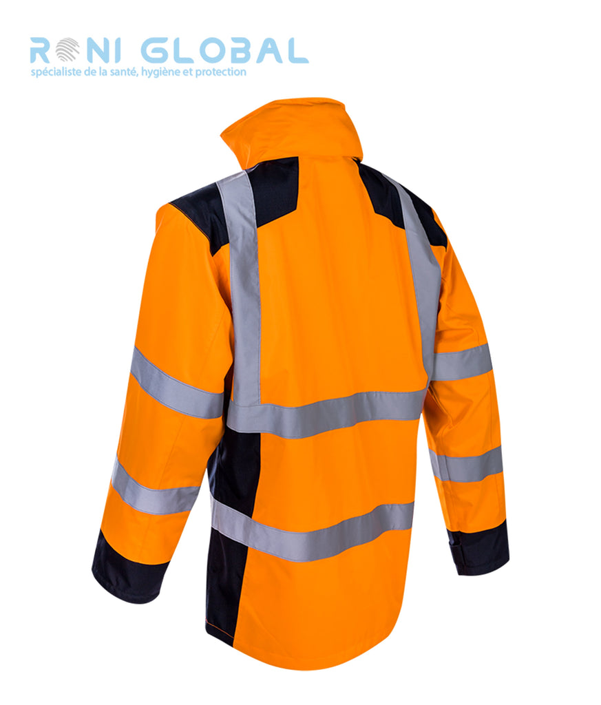 Parka de travail haute visibilité anti-pluie en polyester 5 poches CLASS 3 - SANGAKU COVERGUARD
