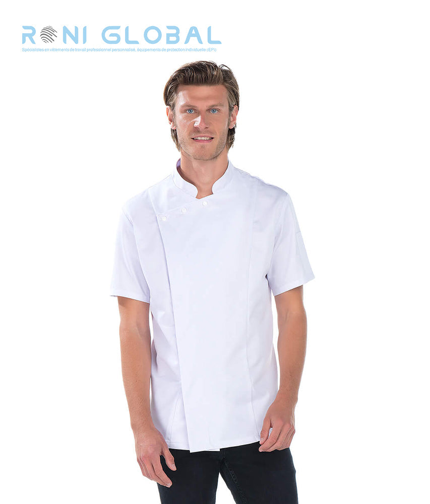 Veste de cuisine homme manches courtes en coton/polyester 2 poches - JEROME REMI CONFECTION