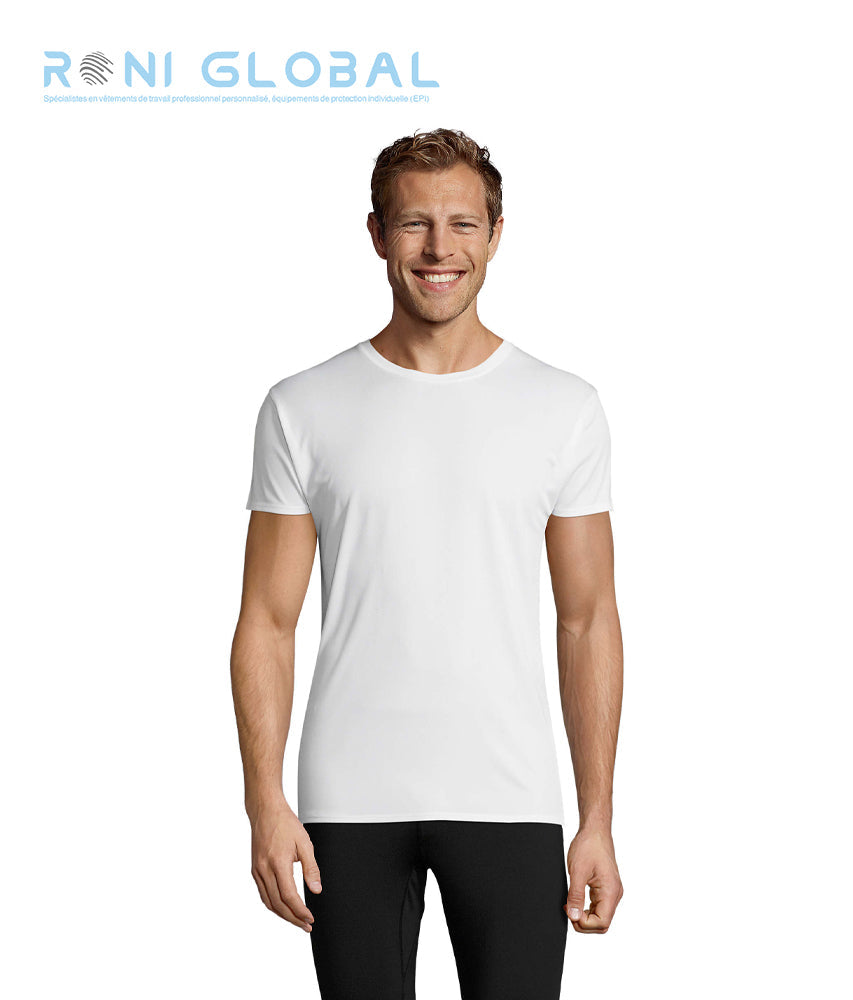 T-shirt de travail unisexe sport manches courtes, col rond, en polyester piqué - SPRINT SOL'S