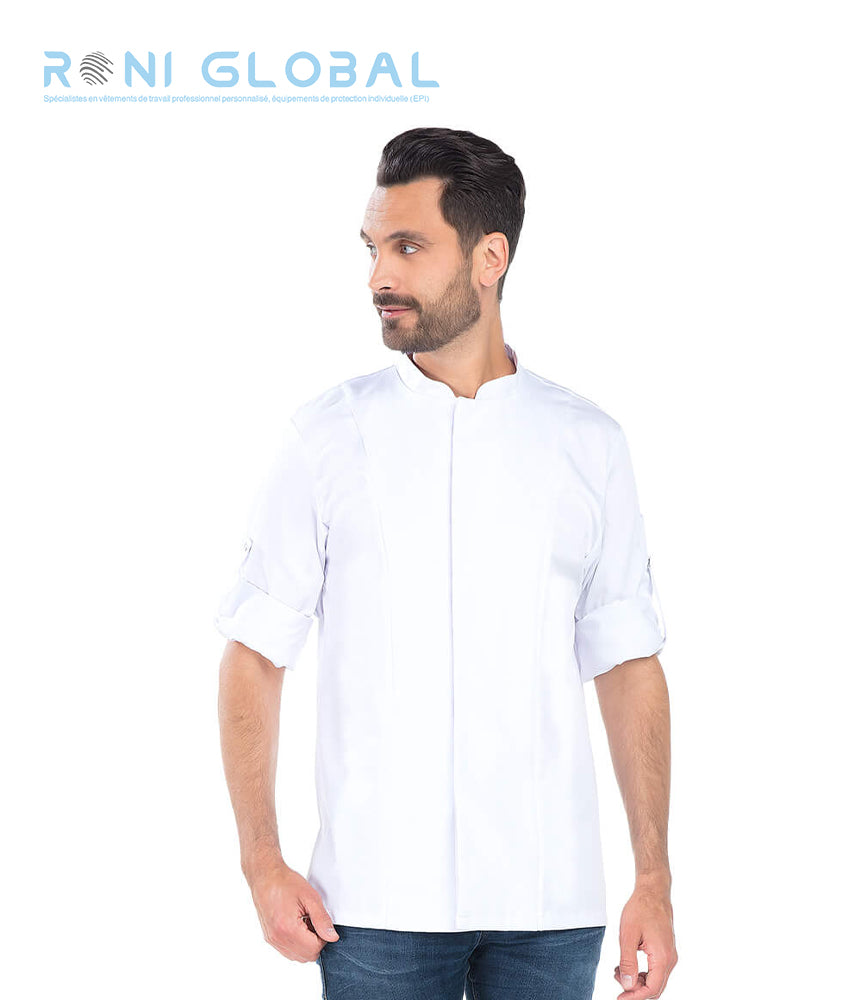 Veste de cuisine homme manches longues transformables en polyester et coton 2 poches - LUIGI REMI CONFECTION
