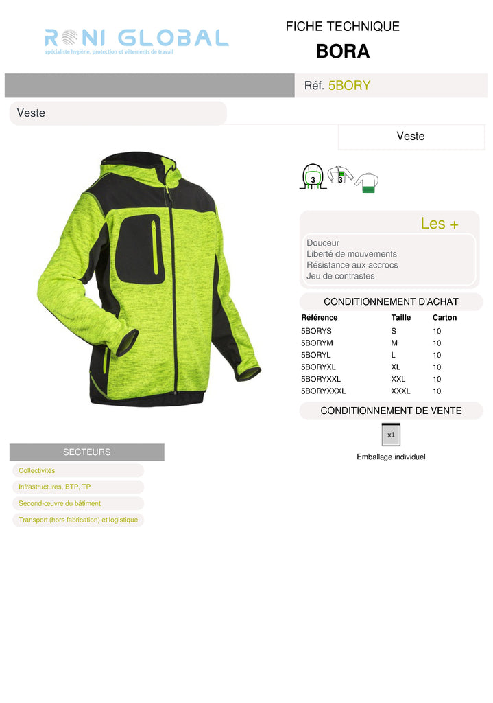 Veste de travail anti-froid avec capuche et protège reins en polyester 3 poches - BORA COVERGUARD