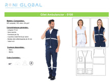 Gilet ambulancier unisexe en polyester/coton 3 poches - REMI CONFECTION