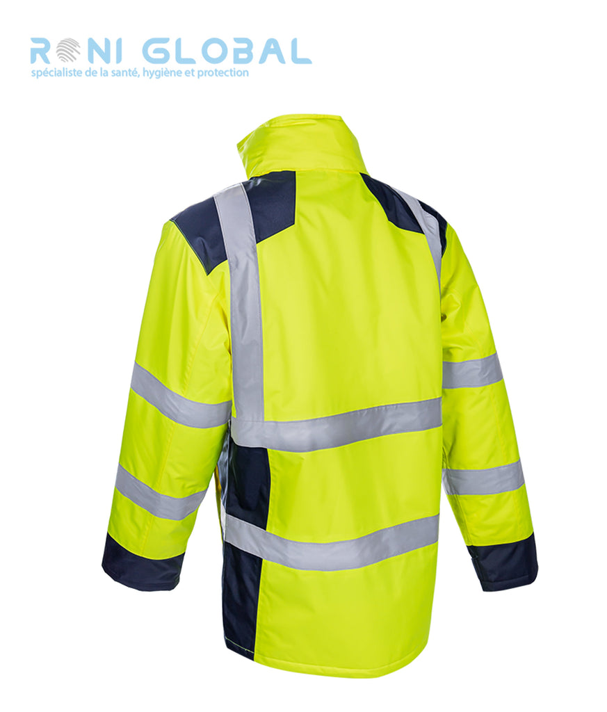 Parka de travail haute visibilité anti-pluie anti-froid thermique en polyester enduit polyuréthane CLASS 3 - SOKOBIE COVERGUARD