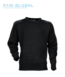Pull de travail homme col rond, avec renforts aux épaules et coudes, en acrylique - PULL COMMANDO CITYGUARD
