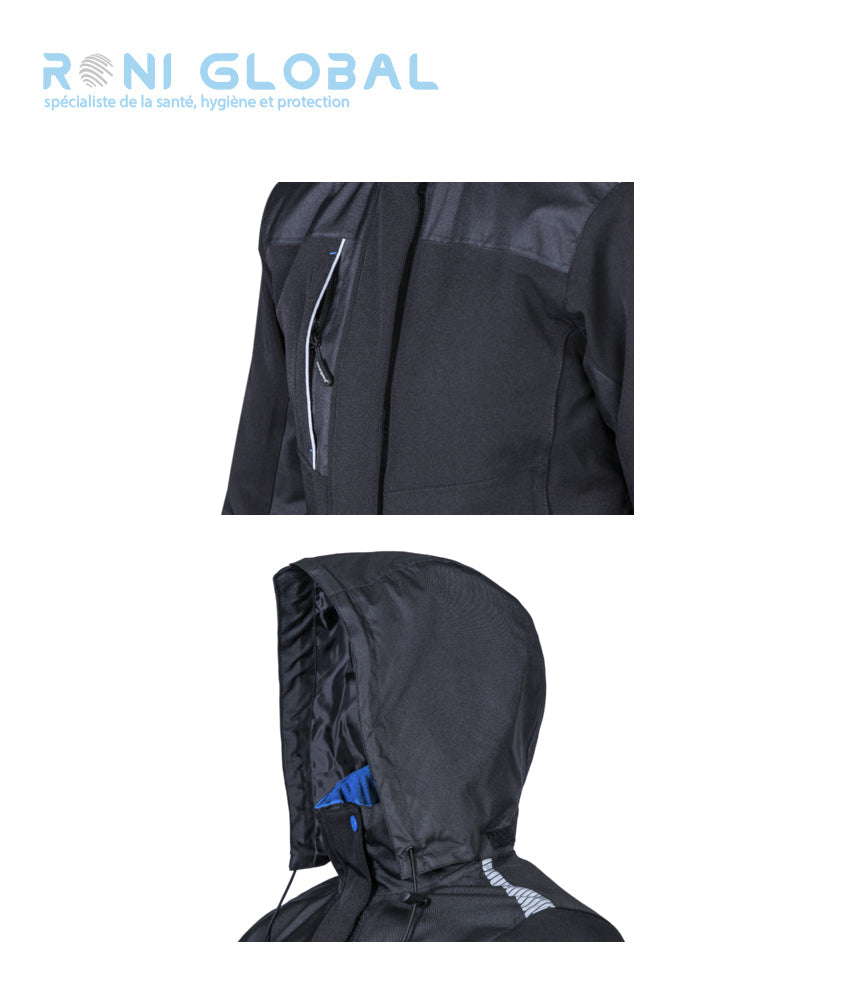 Parka de travail femme anti-pluie et anti-froid polaire softshell 2 couches en polyester/élasthanne 5 poches - HIBARI COVERGUARD