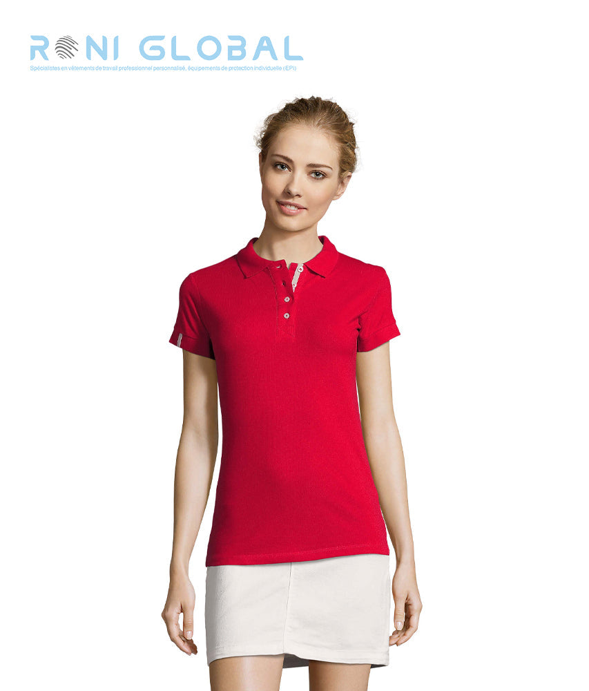 Polo de travail femme manches courtes, coupe ajustée, en maille piquée coton - PORTLAND SOL'S