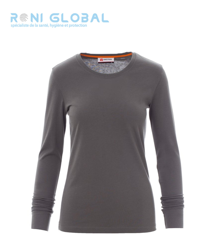 T-shirt de travail femme manches longues, coupe droite en coton - PINETA LADY PAYPER