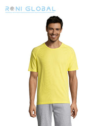 T-shirt de travail homme manches raglan, en mesh polyester effet respirant - SPORTY SOL'S