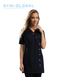 Tunique de travail médicale femme manches courtes en coton/polyester 3 poches - JEANNE REMI CONFECTION
