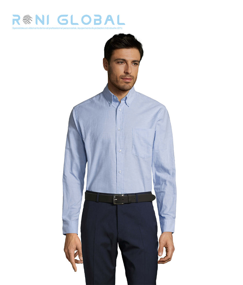 Chemise de travail homme manches longues, coupe droite, en oxford coton/polyester - BOSTON SOL'S