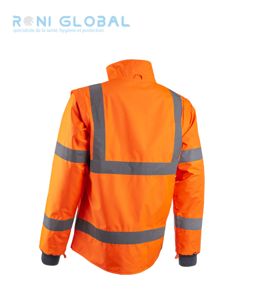 Veste de sécurité 2en1 haute visibilité, anti-froid en polyester enduit polyuréthane CLASS 3 - KAZAN COVERGUARD